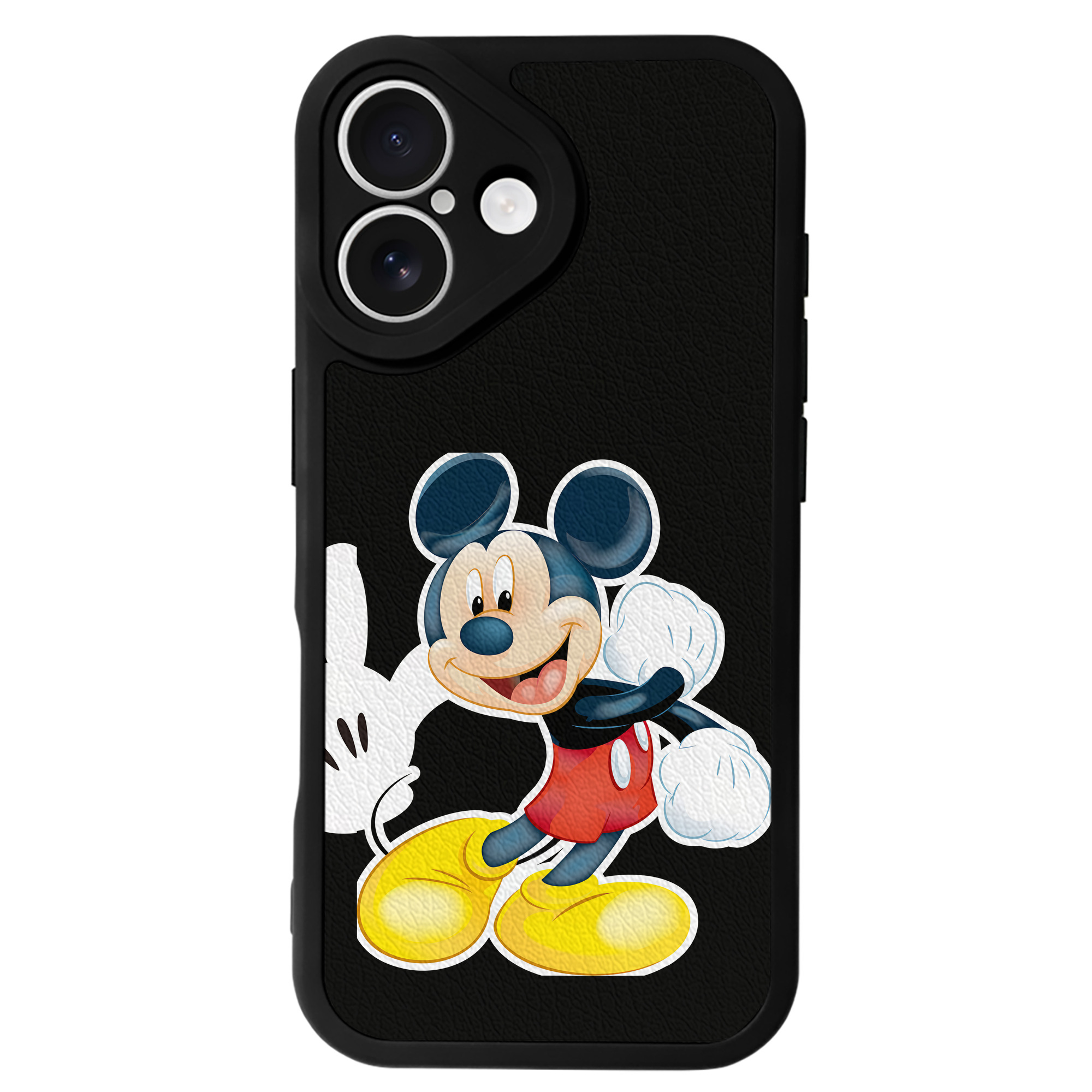 （画像用） ミッキーマウス Mickey Mouse 【iPhone 16シリーズ対応】シリコンスマホケース（レザー調） 材質：シリコン